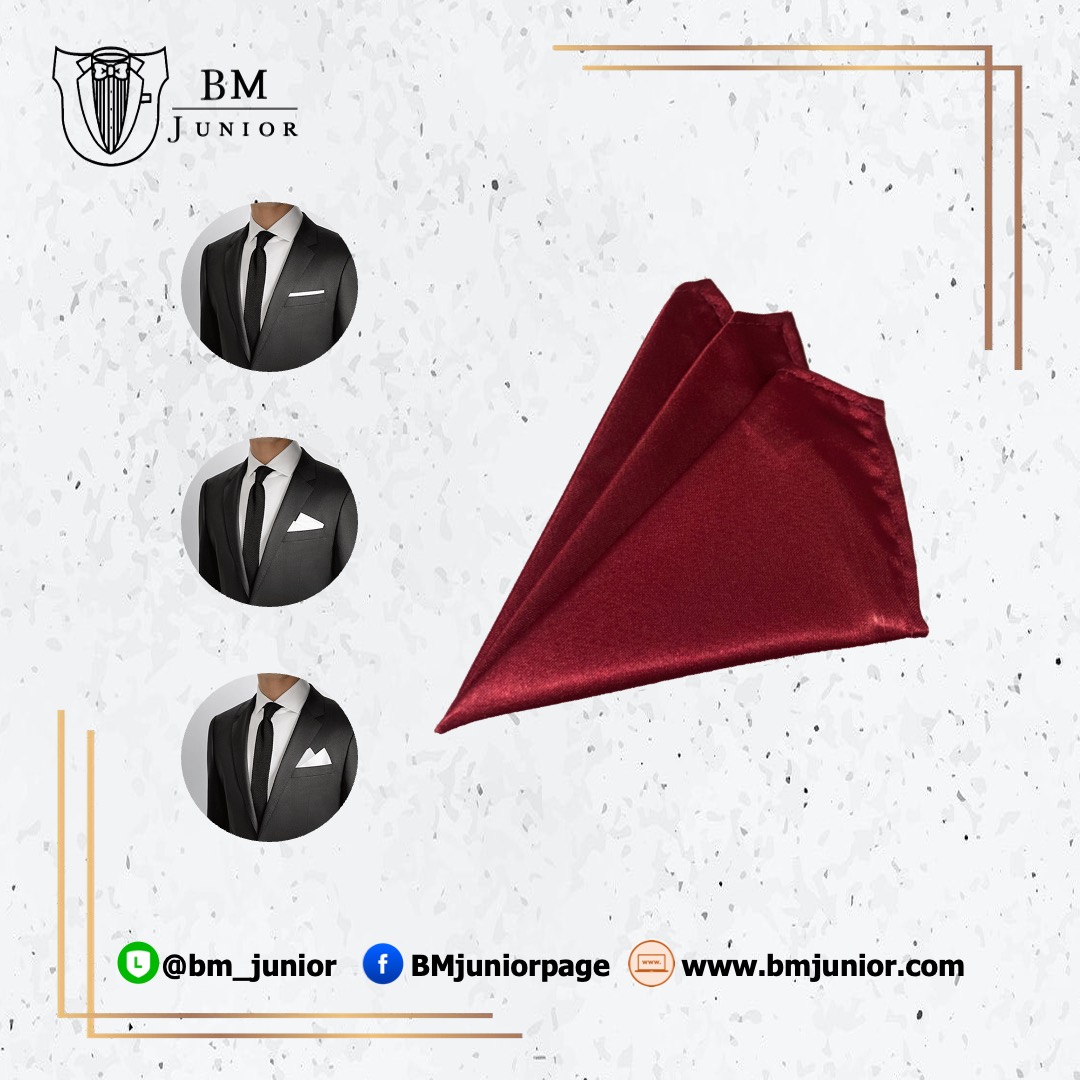 ผ้าเช็ดหน้าใส่กระเป๋าสูท สีแดงเลือดนก | Carmine Pocket Square แดงเลือดนก (แดงไวน์สว่าง, แดงเบอกันดี้)