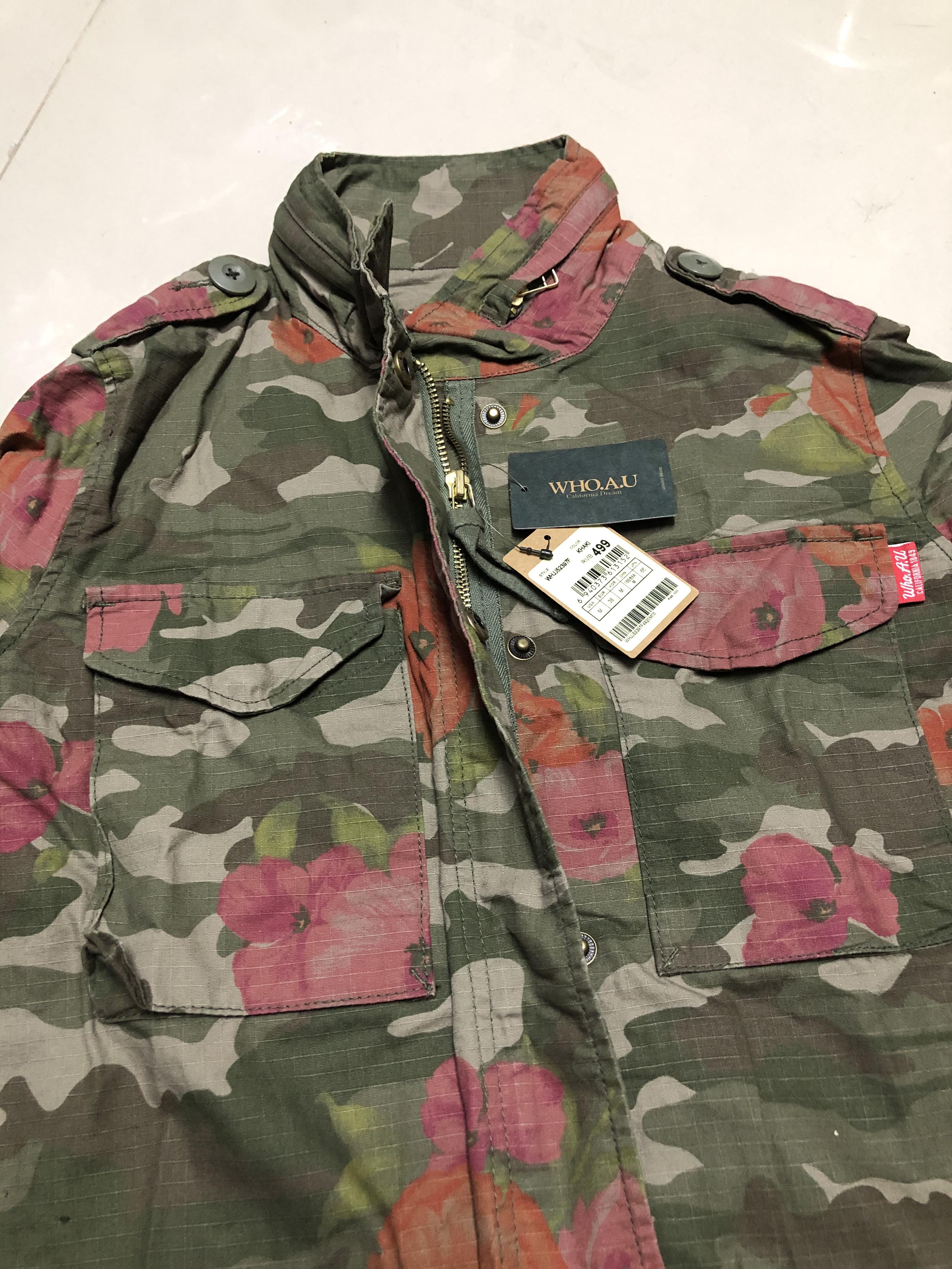 Who.au เสื้อนอกทหาร เสื้อแจ็คเก็ต ลายพรางFlora camo แนวทหาร แพทเทินสวย เท่ห์ มาก แบรนด์Who.Au คะ สำเนา สำเนา สำเนา สำเนา สำเนา เขียว