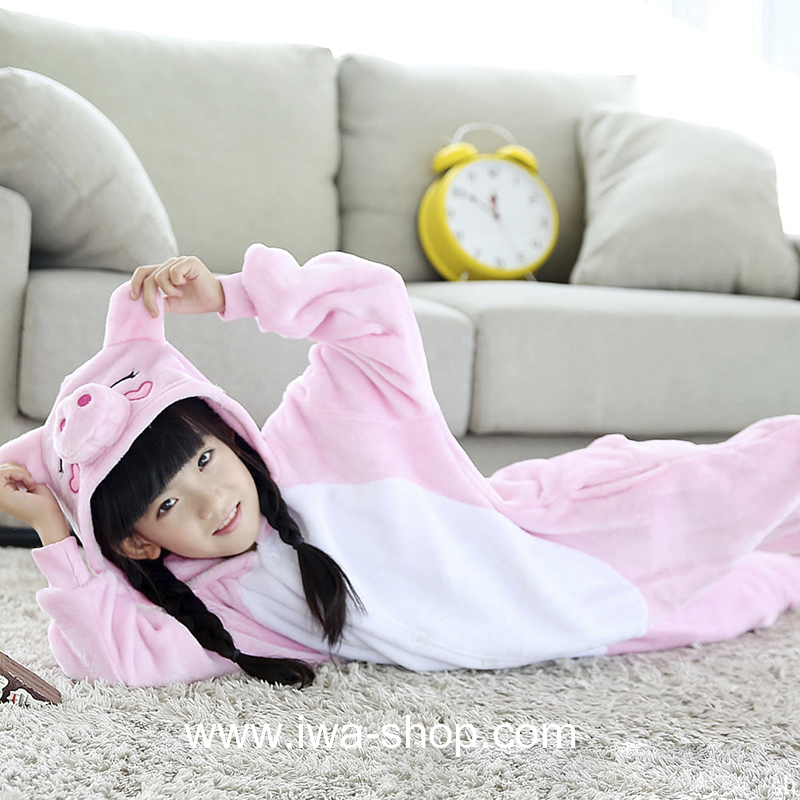ชุดนอนมาสคอ หมูเด็ก สีชมพู