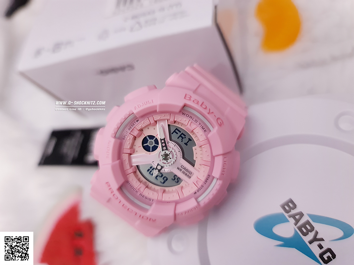 CASIO MID YEAR SALE BABY-G พร้อมส่ง นาฬิกาข้อมือ นาฬิกากันน้ำ นาฬิกาของแท้ ประกันศูนย์ CMG 1 ปี รุ่น BA-110-4A1 นาฬิกาสีชมพู