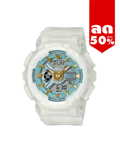 CASIO BABY-G นาฬิกาข้อมือ นาฬิกากันน้ำ นาฬิกาของแท้ ประกันศูนย์ CMG 1 ปี รุ่น BA-110SC-7A นาฬิกาสีขาว