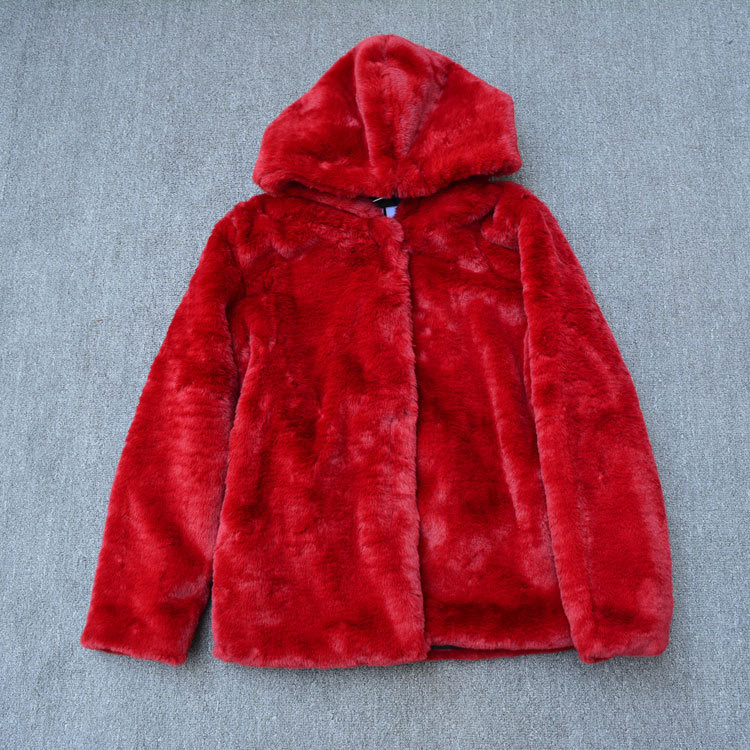 เสื้อเฟอร์กันหนาว หมวกฮู้ด เสื้อขน Fluffy coat แบรนด์ pimkie สำเนา ดำ