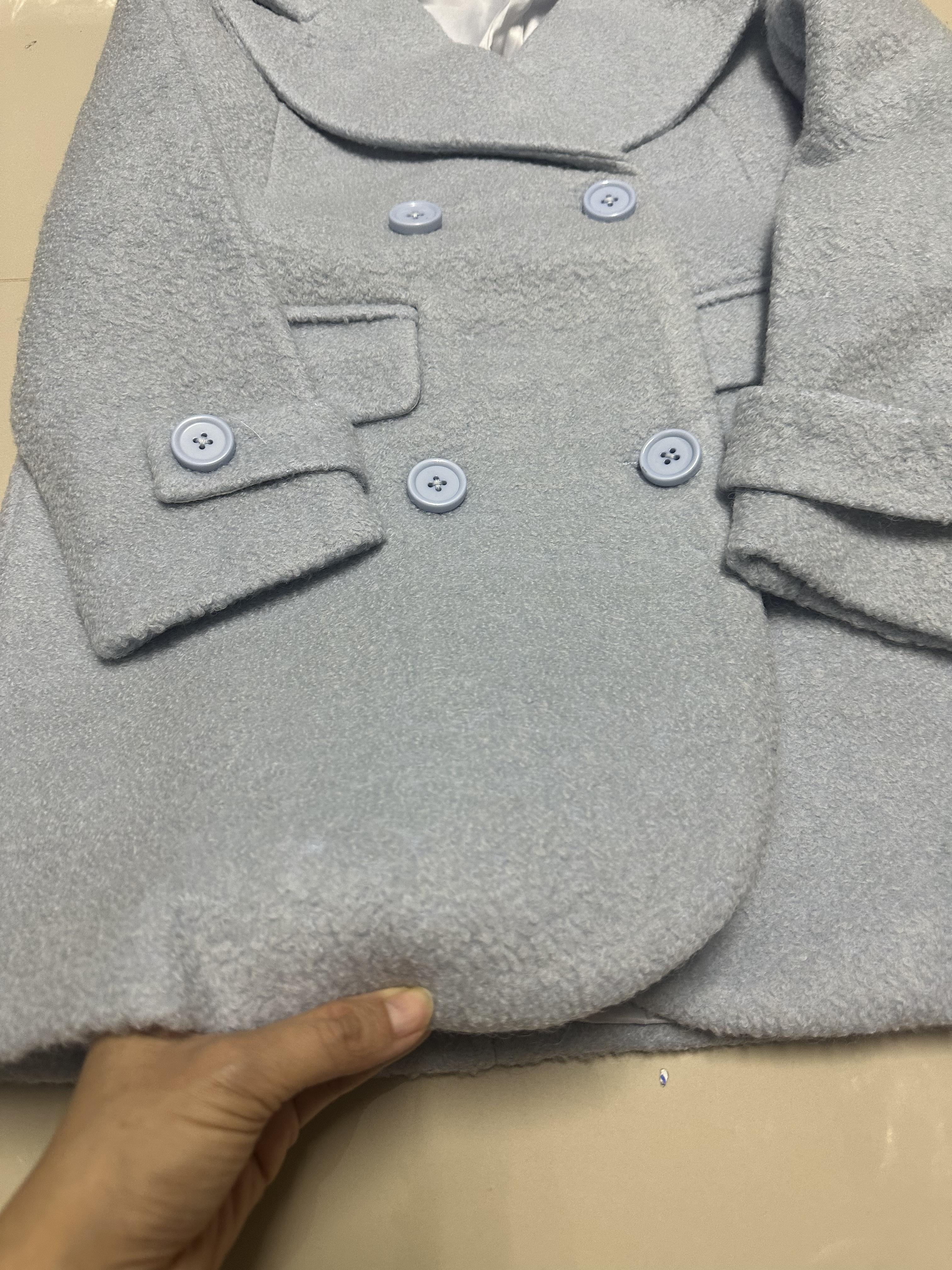 Ozoc เสื้อโค้ท เสื้อกันหนาว เนื้อผ้าสักหลาดวูล สีฟ้าอ่อนพาสเทล แบรนด์ joice