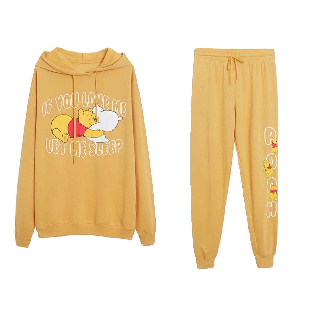 เสื้อฮู้ด วอร์ม สเวตเตอร์ Disney เสื้อหมีพูห์ Winnie the pooh Vintage แขนยาว สีขาว ลายการ์ตูนมิคกี้ งาน DISNEYงานสวย if you love me let me sleep ดำ
