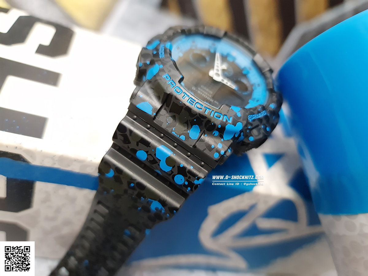 CASIO MID YEAR SALE G-SHOCK พร้อมส่ง นาฬิกาข้อมือ นาฬิกากันน้ำ นาฬิกาของแท้ ประกันศูนย์ CMG 1 ปี รุ่น GA-100ST-2A นาฬิกาสีน้้ำเงิน