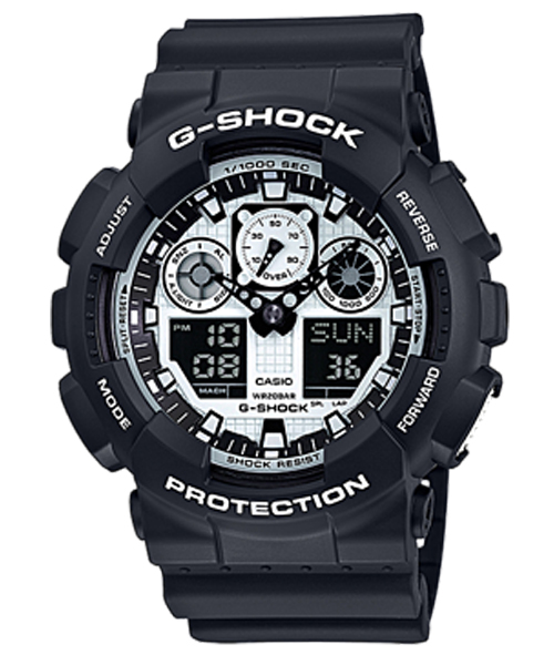 CASIO G-SHOCK นาฬิกาข้อมือ นาฬิกากันน้ำ นาฬิกาของแท้ ประกันศูนย์ CMG 1 ปี รุ่น GA-100BW-1A นาฬิกาสีดำ