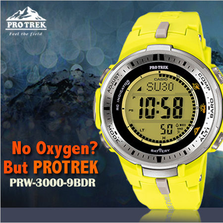 CASIO PROTREK พร้อมส่ง นาฬิกาข้อมือ นาฬิกากันน้ำ นาฬิกาของแท้ ประกันศูนย์ CMG 1 ปี รุ่น PRW-3000-9B นาฬิกาสีเหลือง