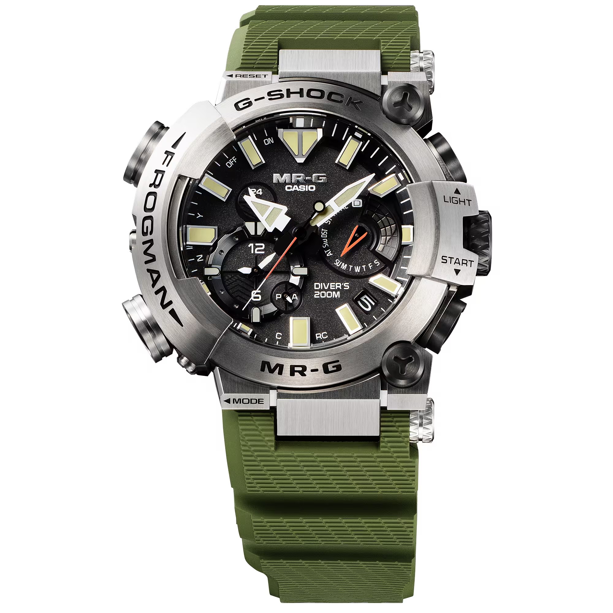 CASIO G-SHOCK นาฬิกาข้อมือ นาฬิกากันน้ำ นาฬิกาของแท้ ประกันศูนย์ CMG 1 ปี รุ่น FROGMAN MRG-BF1000RG-3A นาฬิกาสีเขียว