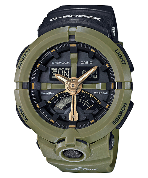 CASIO G-SHOCK นาฬิกาข้อมือ นาฬิกากันน้ำ นาฬิกาของแท้ ประกันศูนย์ CMG 1 ปี รุ่น GA-500P-3A นาฬิกาสีเขียว