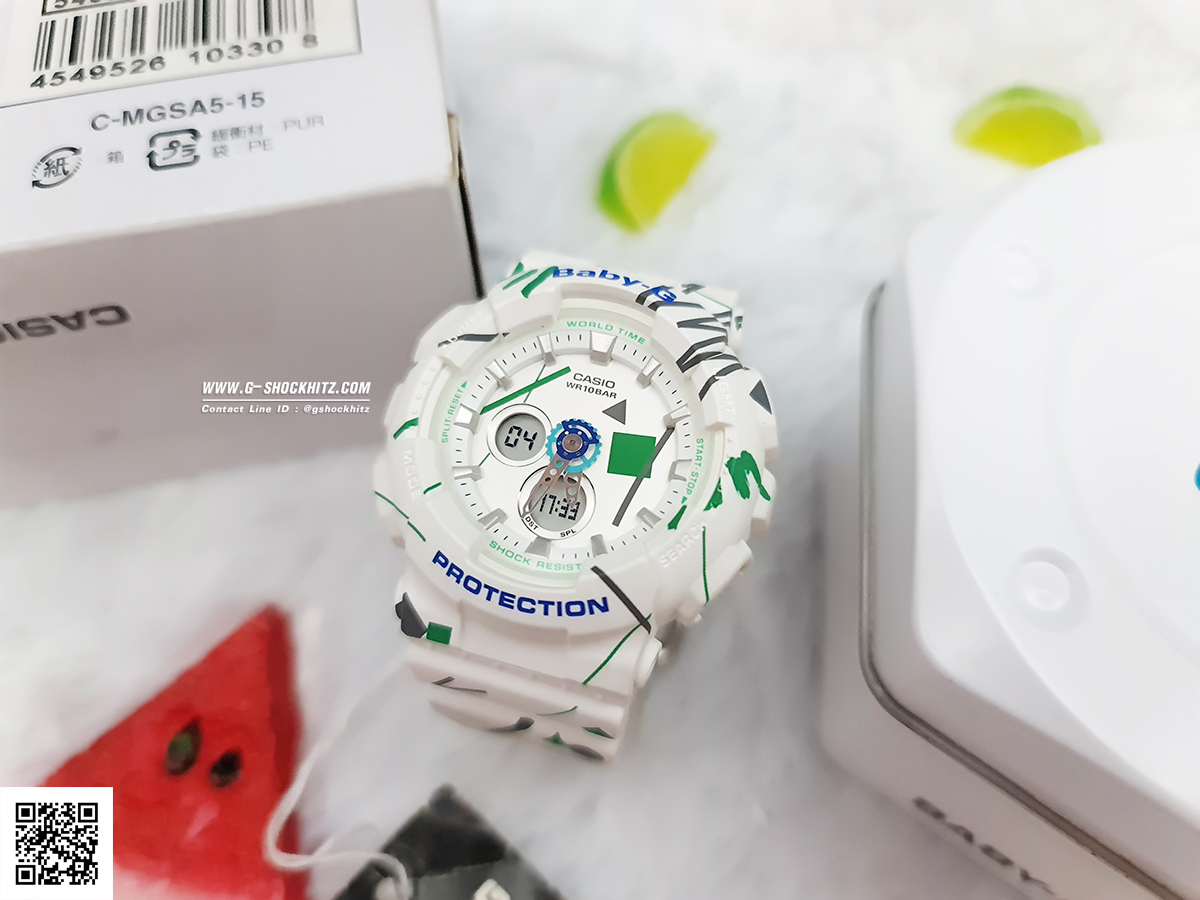 CASIO BABY-G นาฬิกาข้อมือ นาฬิกากันน้ำ นาฬิกาของแท้ ประกันศูนย์ CMG 1 ปี รุ่น BA-120SC-7A นาฬิกาสีขาว