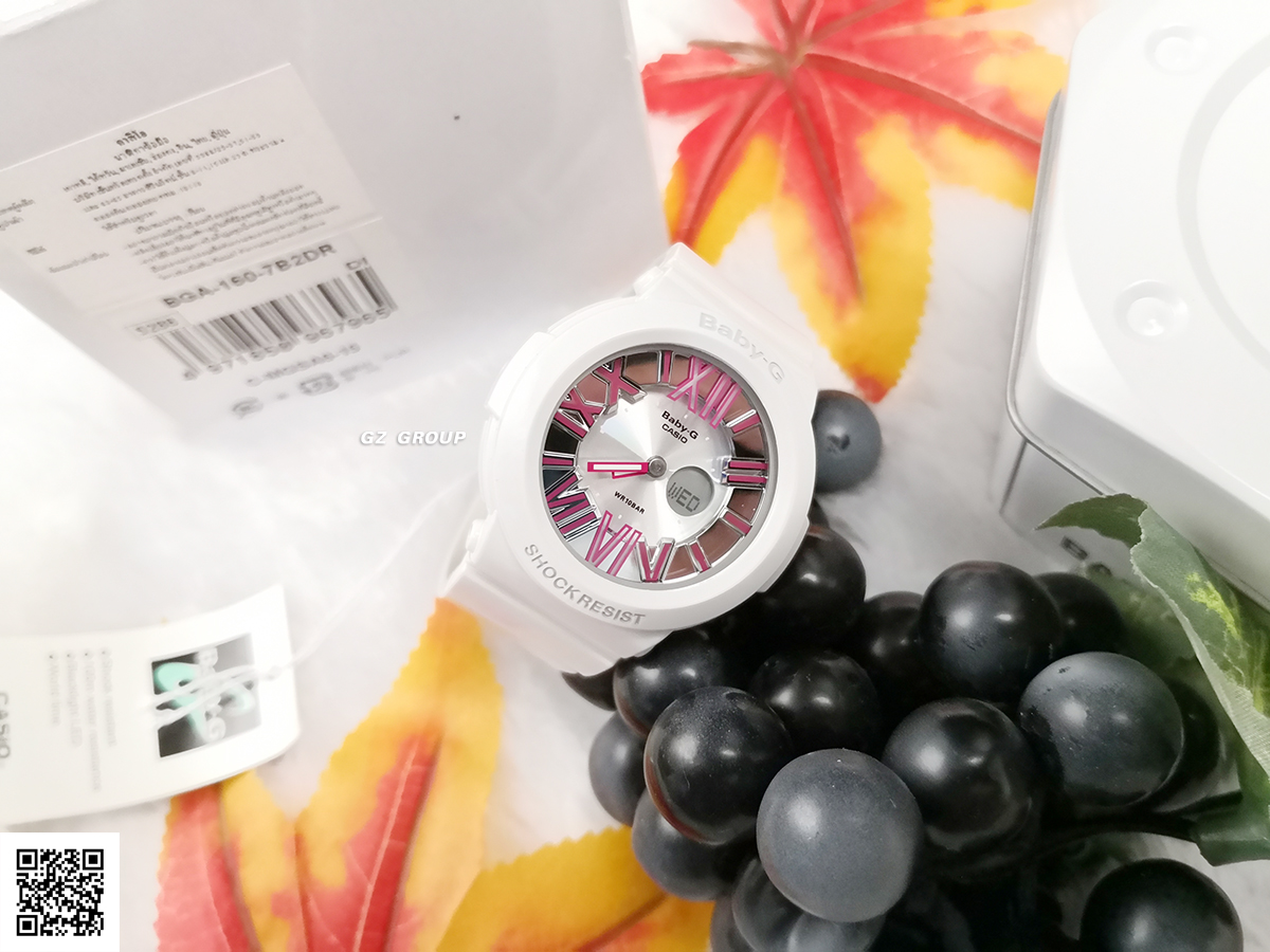 CASIO BABY-G นาฬิกาข้อมือ นาฬิกากันน้ำ นาฬิกาของแท้ ประกันศูนย์ CMG 1 ปี รุ่น BGA-160-7B2 นาฬิกาสีขาว