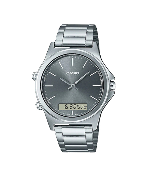CASIO นาฬิกาข้อมือ นาฬิกากันน้ำ นาฬิกาของแท้ ประกันศูนย์ CMG 1 ปี รุ่น MTP-VC01D-8E นาฬิกาสีเงิน