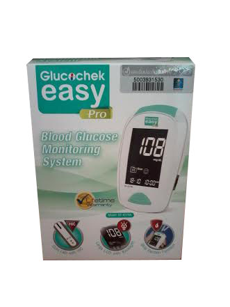 เครื่องตรวจวัดน้ำตาลในเลือด / เบาหวาน Glucochek Easy Pro กลูโคเช็ค อีซี่ โปร รับประกันตลอดอายุการใช้งาน แถมฟรี แถบตรวจ 50 ชิ้น /เข็มปริง 100 ชิ้น