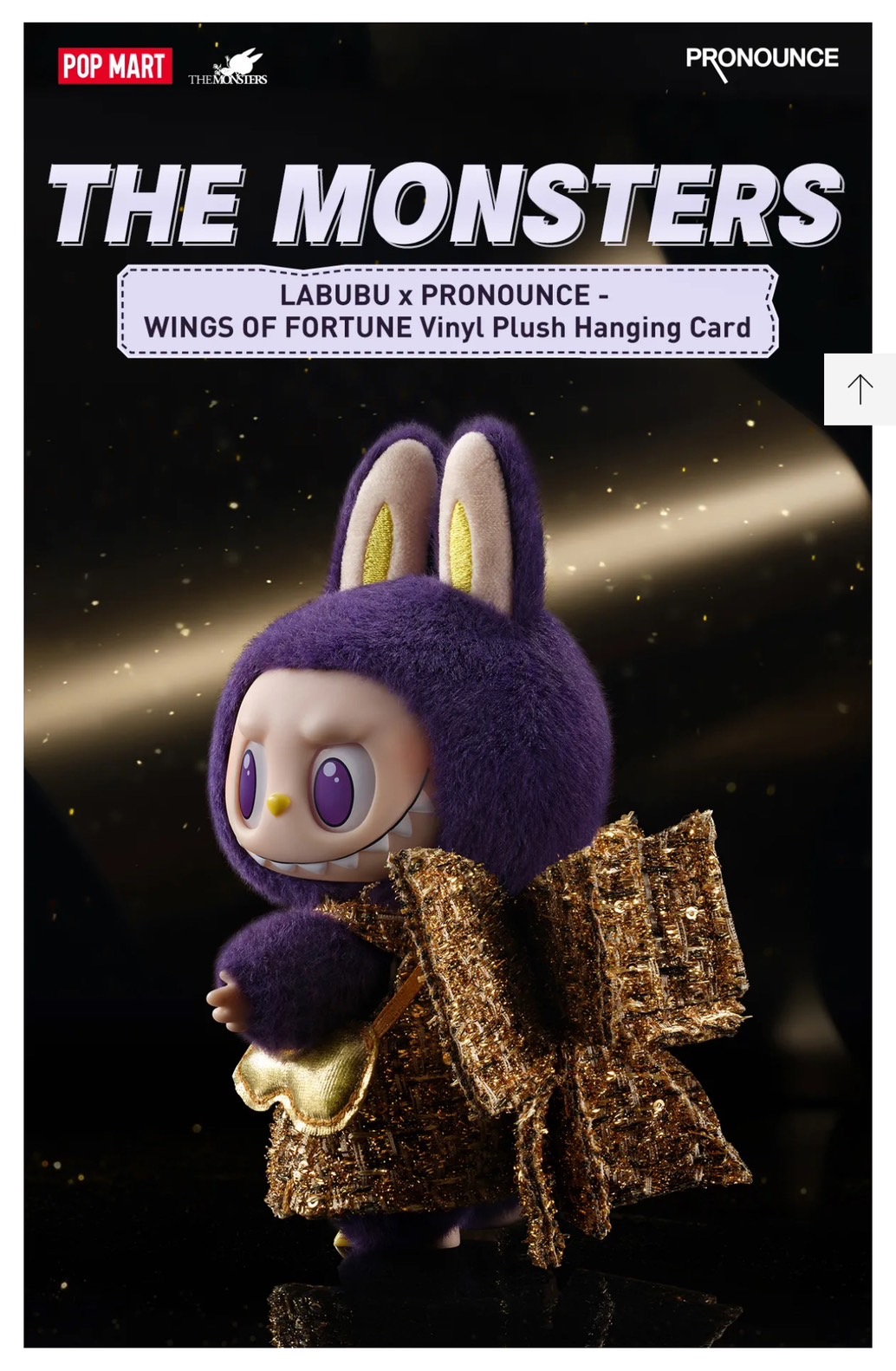 POP MART LABUBU × PRONOUNCE WINGS OF FORTUNE Vinyl Plush Hanging Card พวงกุญแจลาบูบู้สีม่วง