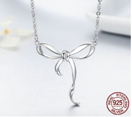 สร้อยคอ ผู้หญิง สร้อยเงินแท้ 925 พร้อมจี้เงิน ลาย โบว์ สวย เก๋ สร้อยคอเงินแท้ ของขวัญให้ คนพิเศษ 217382