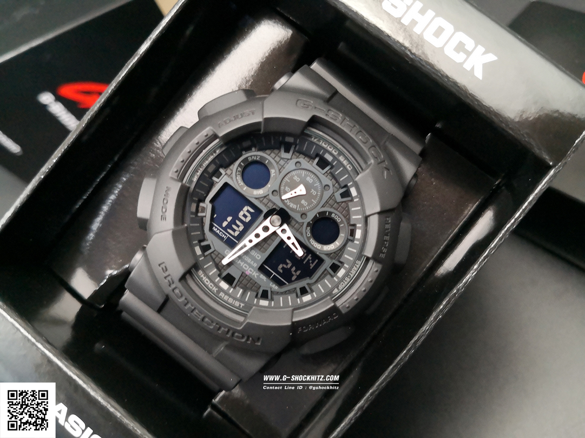 CASIO G-SHOCK นาฬิกาข้อมือ นาฬิกากันน้ำ นาฬิกาของแท้ ประกันศูนย์ CMG 1 ปี รุ่น GA-100-1A1 นาฬิกาสีดำ