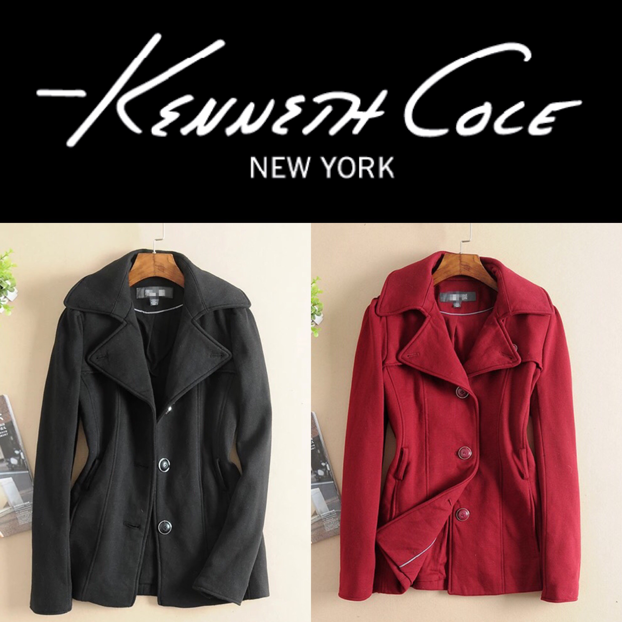 เสื้อนอก เสื้อกันหนาวทรงสูท แต่งคอปก สีดำ แบรนด์เนม Keneth Cole แท้ 100% size S/M ดำ
