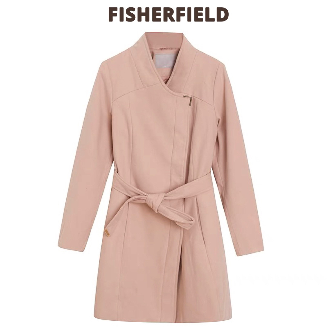 เสื้อโค้ทวูล เสื้อโค้ทเฟอร์ โค้ทสักหลาดสีเบจ แบรนด์ FISHERFIELD