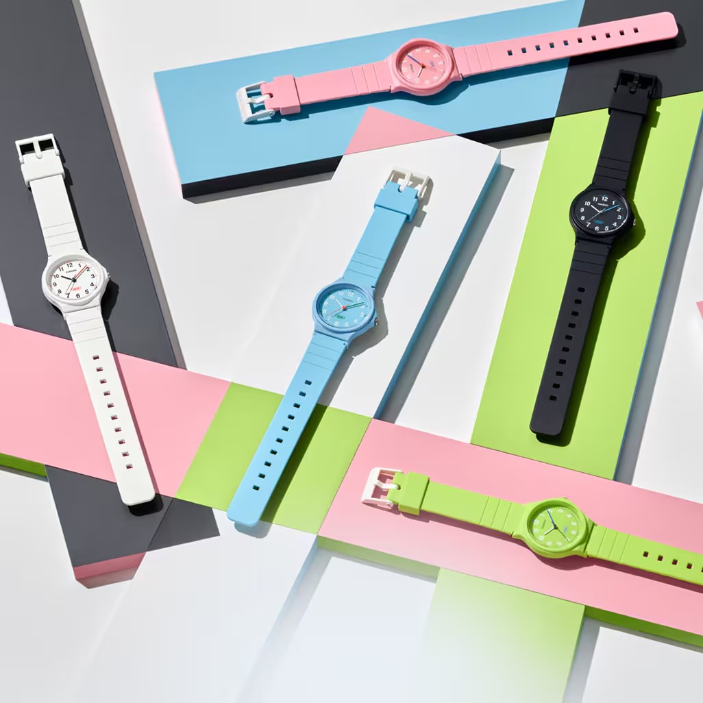 CASIO MID YEAR SALE นาฬิกาคาสิโอ พร้อมส่ง นาฬิกาข้อมือ นาฬิกากันน้ำ นาฬิกาของแท้ BTS ประกันศูนย์ CMG 1 ปี รุ่น LQ-24B-4B นาฬิกาสีชมพู