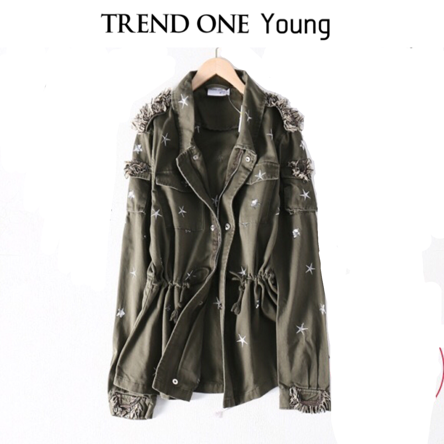Trend one young เสื้อคลุม เสื้อทหาร เสื้อนอก เขียวเข้ม งานแนวๆ แบรนด์ Trend One Yonug เขียวทหาร
