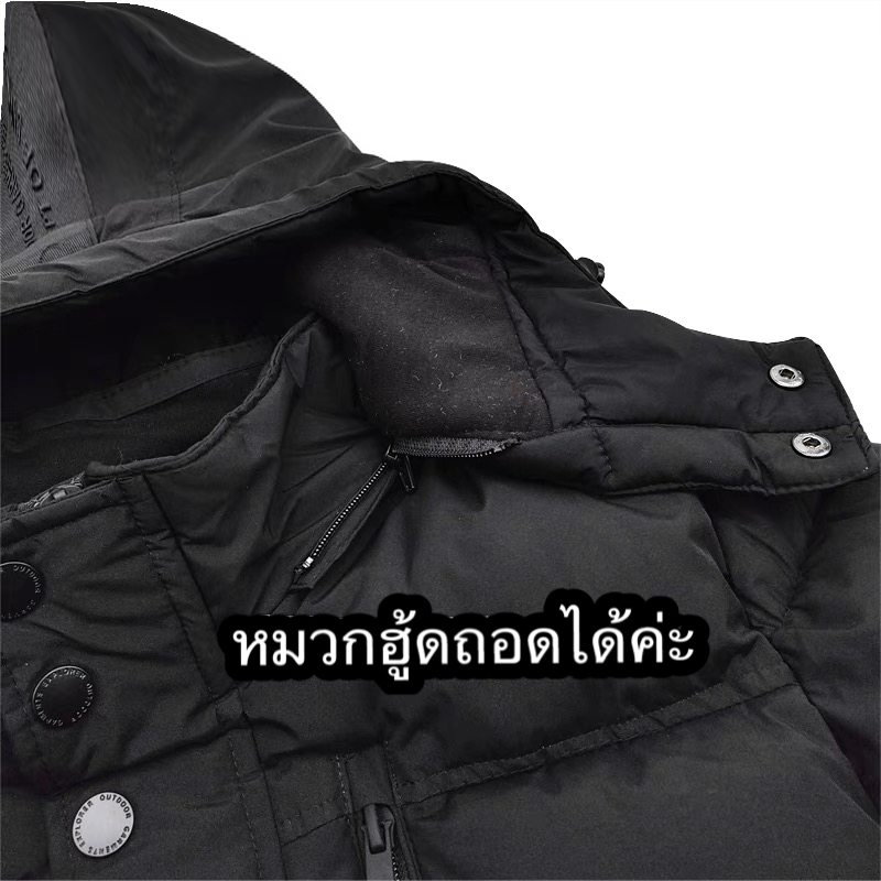 เสื้อกันหนาว เสื้อฮู้ดเฟอร์ บุนวมอุ่น สีขาว แบรนด์ SMOG (padded puffer coat ขาว
