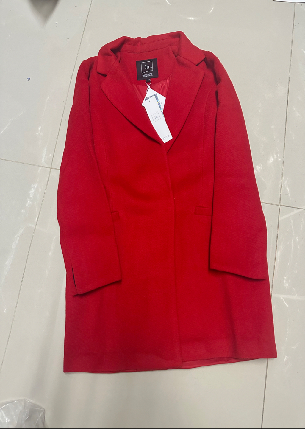 7m mix&match เสื้อโค้ท เสื้อกันหนาว เนื้อผ้าสักหลาดวูล สีแดง แบรนด์ 7m