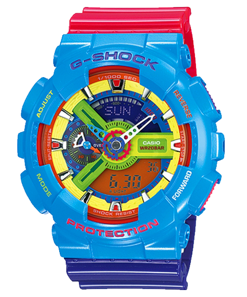 CASIO MID YEAR SALE G-SHOCK พร้อมส่ง นาฬิกาข้อมือ นาฬิกากันน้ำ นาฬิกาของแท้ ประกันศูนย์ CMG 1 ปี รุ่น GA-110F-2 นาฬิกาสีฟ้า