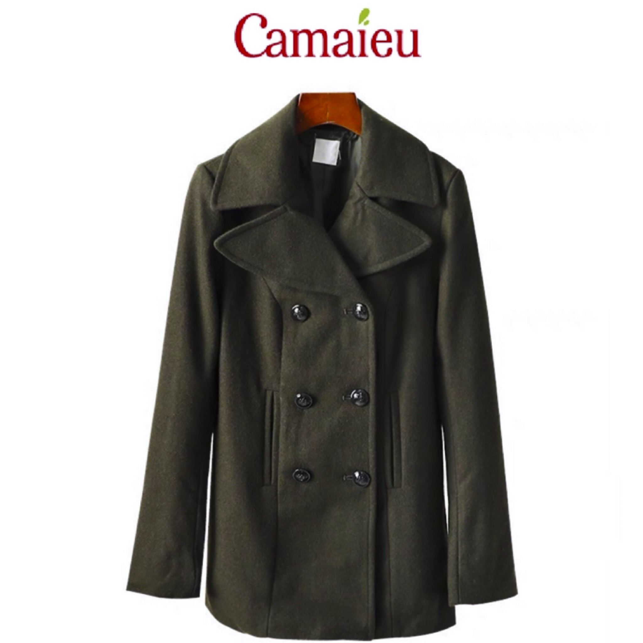 Camaieu เสื้อสูท เสื้อโค้ท สูทกันหนาว เนื้อผ้าสักหลาดวูล สีเขียว Camaieu เขียว