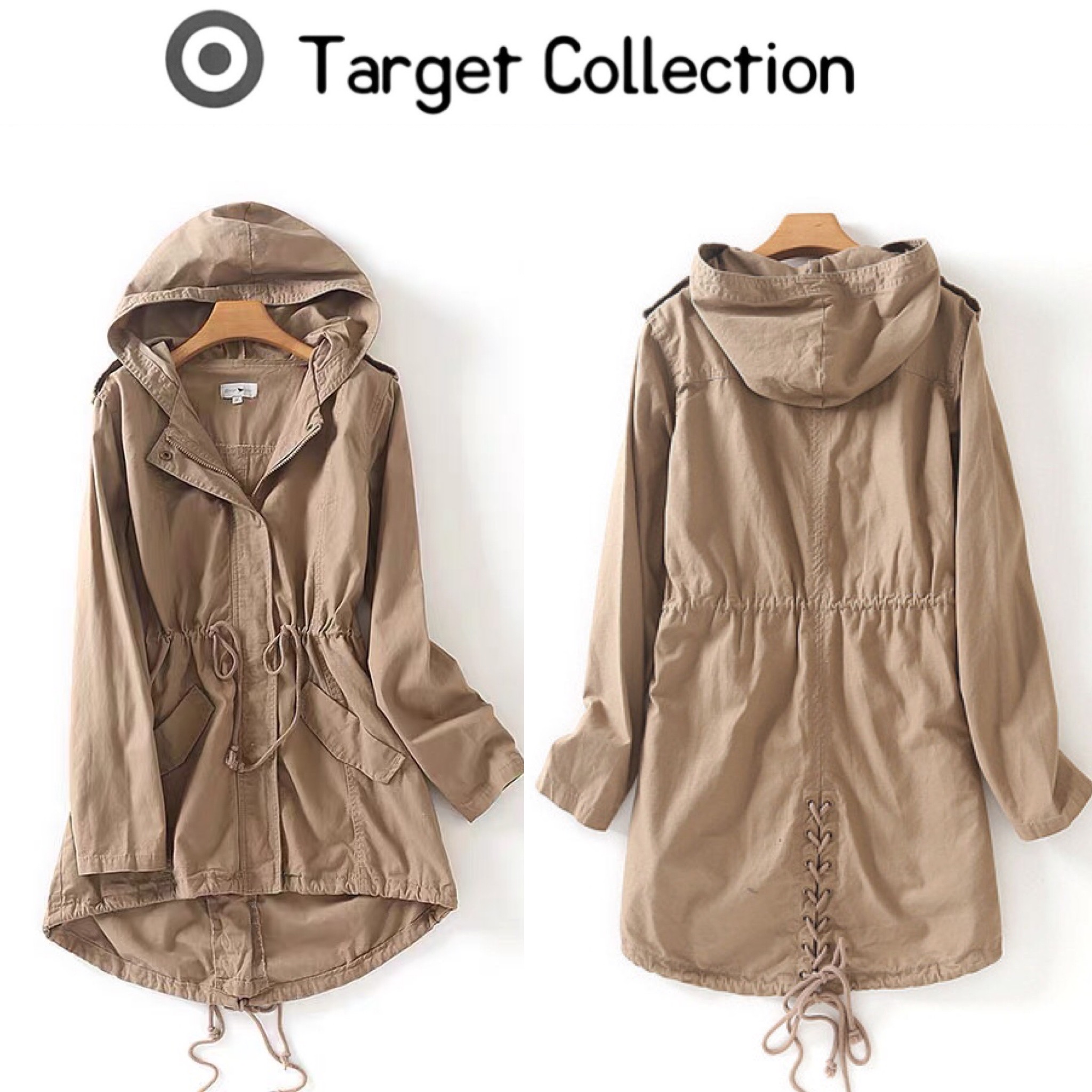 Target collection เสื้อฮู้ดทหาร เสื้อคลุม สีเขียวทหาร หมวกฮู้ด เสื้อปาร์กา เสื้อ นอก แบรนด์ TARGET COLLECTION เท่ห์มากคะ Size S/M/L/XL สำเนา เขียว