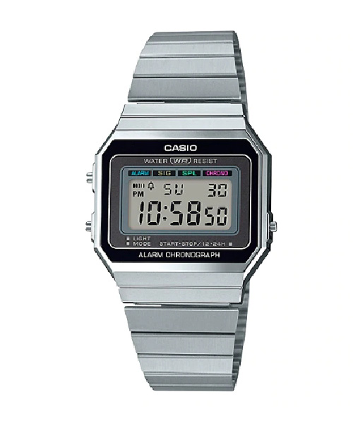 CASIO นาฬิกาคาสิโอ นาฬิกาข้อมือ นาฬิกากันน้ำ นาฬิกาของแท้ ประกันศูนย์ CMG 1 ปี รุ่น A700W-1A นาฬิกาสีเงิน