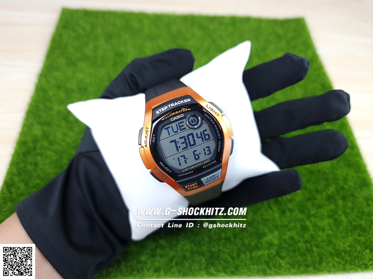 CASIO นาฬิกาคาสิโอ นาฬิกาข้อมือ นาฬิกากันน้ำ นาฬิกาของแท้ ประกันศูนย์ CMG 1 ปี รุ่น WS-2000H-4A นาฬิกาสีส้ม