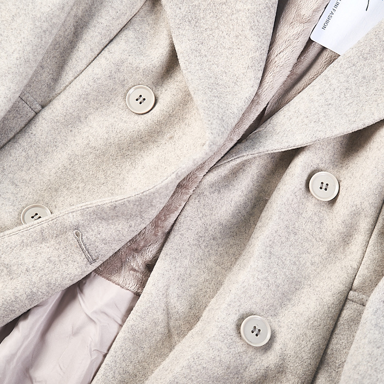เสื้อโค้ท โค้ทวูลแต่งเฟอร์ เสื้อกันหนาว Trench coat สีเทา แบรนด GIADA