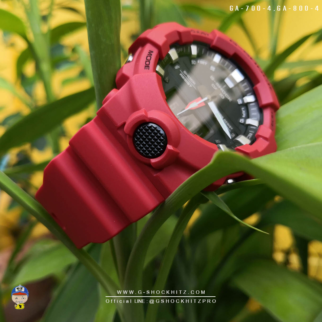 CASIO G-SHOCK นาฬิกาข้อมือ นาฬิกากันน้ำ นาฬิกาของแท้ ประกันศูนย์ CMG 1 ปี รุ่น GA-700-4 / GA-800-4 นาฬิกาสีแดง