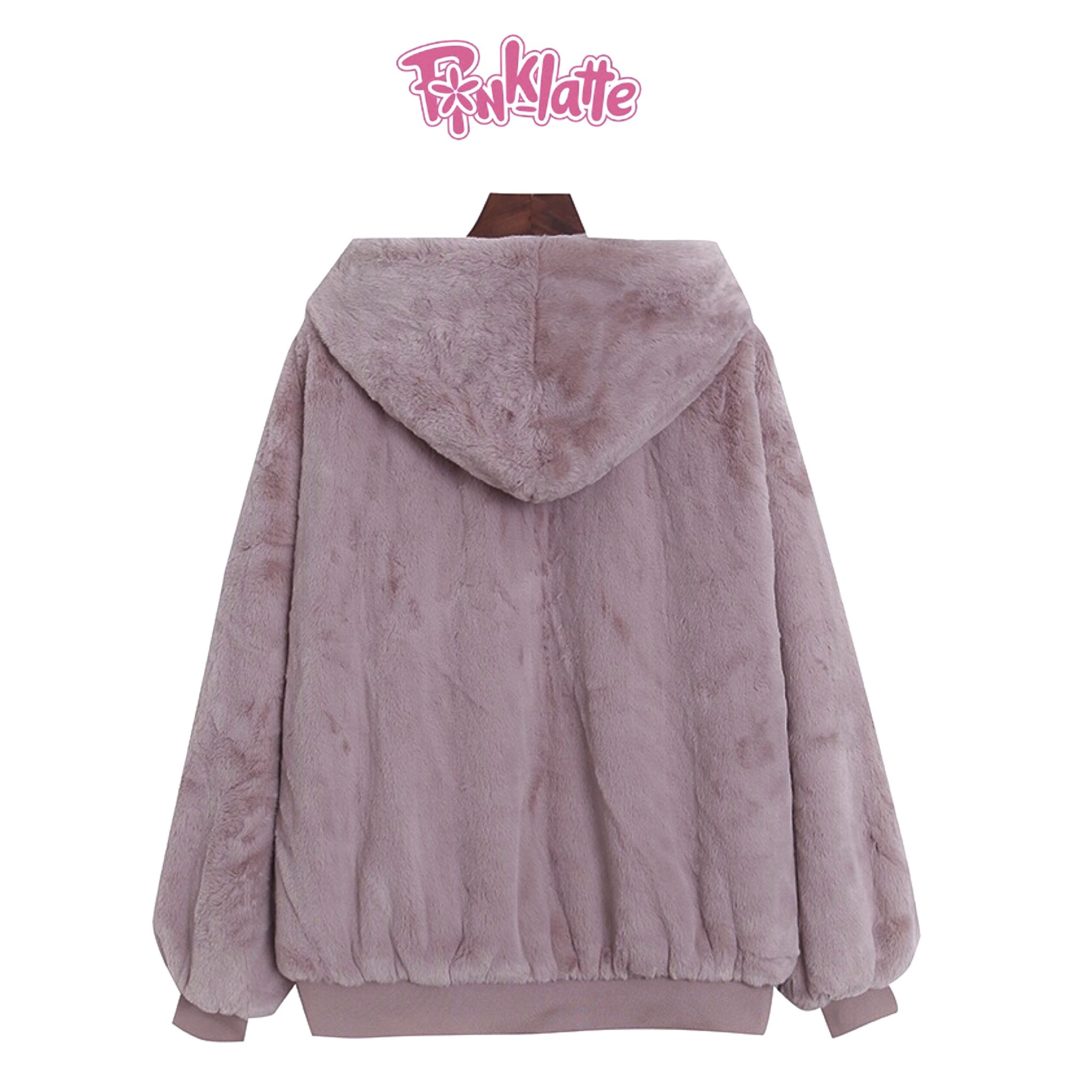 Pink latte เสื้อเฟอร์กันหนาว หมวกฮู้ด เสื้อขน (FLUFFY COAT ) แบรนด์ Pink latte