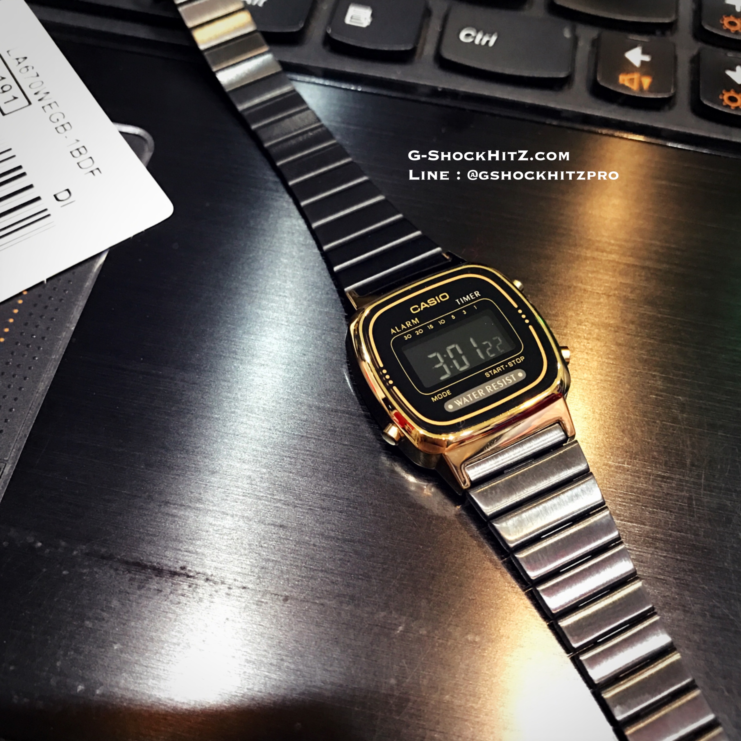 CASIO นาฬิกาคาสิโอ นาฬิกาข้อมือ นาฬิกากันน้ำ นาฬิกาของแท้ ประกันศูนย์ CMG 1 ปี รุ่น LA670WEGB-1B นาฬิกาสีดำ