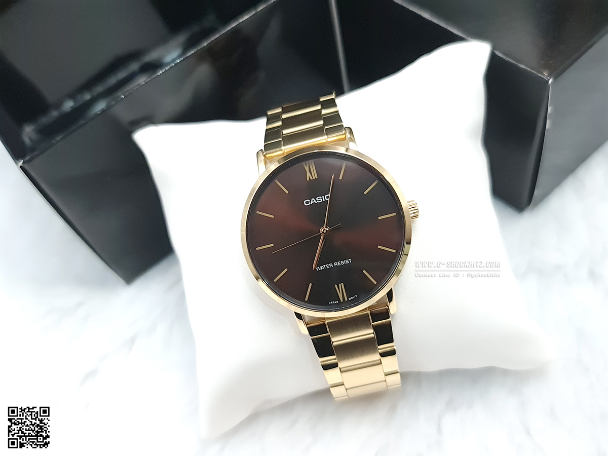 CASIO MID YEAR SALE นาฬิกาคาสิโอ พร้อมส่ง นาฬิกาข้อมือ นาฬิกากันน้ำ นาฬิกาของแท้ BTS ประกันศูนย์ CMG 1 ปี รุ่น MTP-VT01G-5B นาฬิกาสีทอง