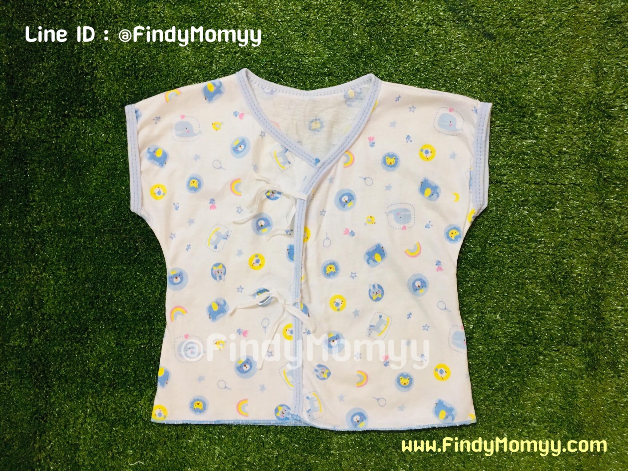 (ขายส่ง6ตัว) เสื้อผูกหน้า แขนสั้น ไซส์เด็กแรกเกิด-6เดือน มี4สี