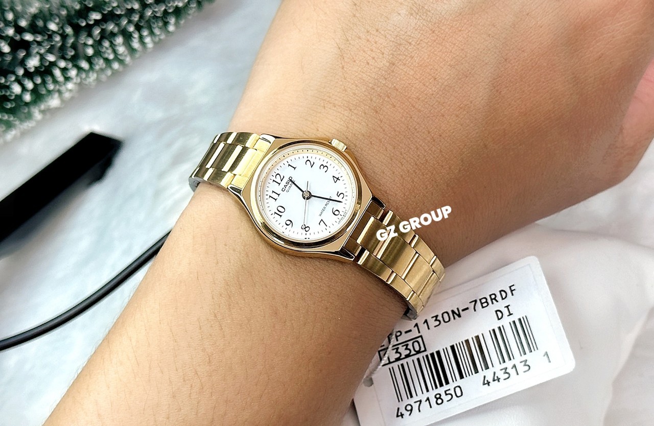 CASIO MID YEAR SALE นาฬิกาคาสิโอ พร้อมส่ง นาฬิกาข้อมือ นาฬิกากันน้ำ นาฬิกาของแท้ BTS ประกันศูนย์ CMG 1 ปี รุ่น LTP-1130N-7B นาฬิกาสีทอง