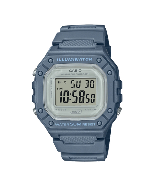 CASIO MID YEAR SALE นาฬิกาคาสิโอ พร้อมส่ง นาฬิกาข้อมือ นาฬิกากันน้ำ นาฬิกาของแท้ BTS ประกันศูนย์ CMG 1 ปี รุ่น W-218HC-2AV นาฬิกาสีฟ้า