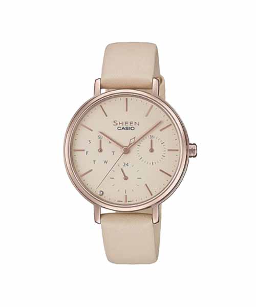 CASIO SHEEN นาฬิกาข้อมือ นาฬิกากันน้ำ นาฬิกาของแท้ ประกันศูนย์ CMG 1 ปี รุ่น SHE-4541CGL-4A นาฬิกาสีชมพู