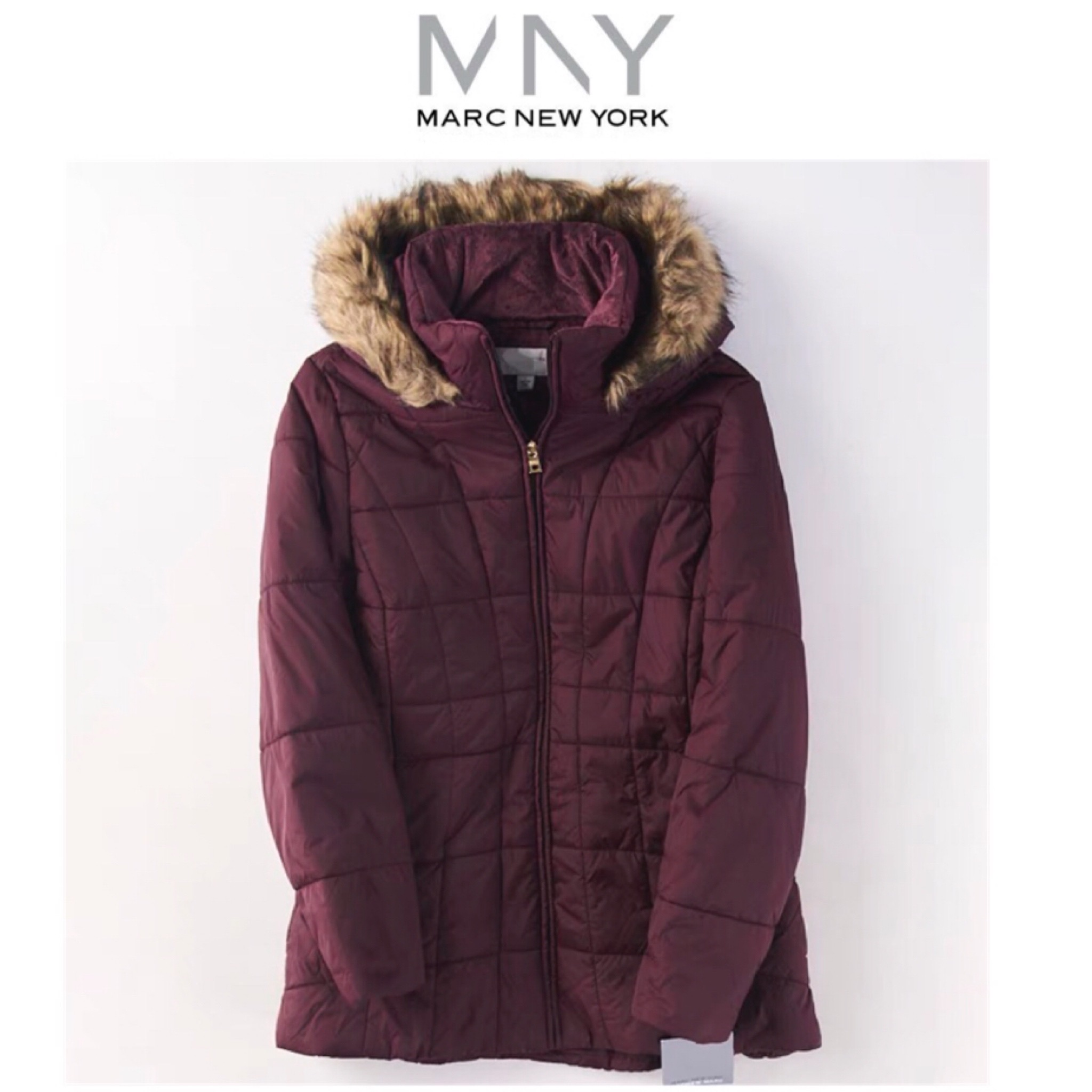 เสื้อโค้ท เสื้อกันหนาว ฮู้ด บุนวมอุ่น เนื้อผ้าสังเคราะห์ MARK NEW YORK (Padded puffer coat) ขาว