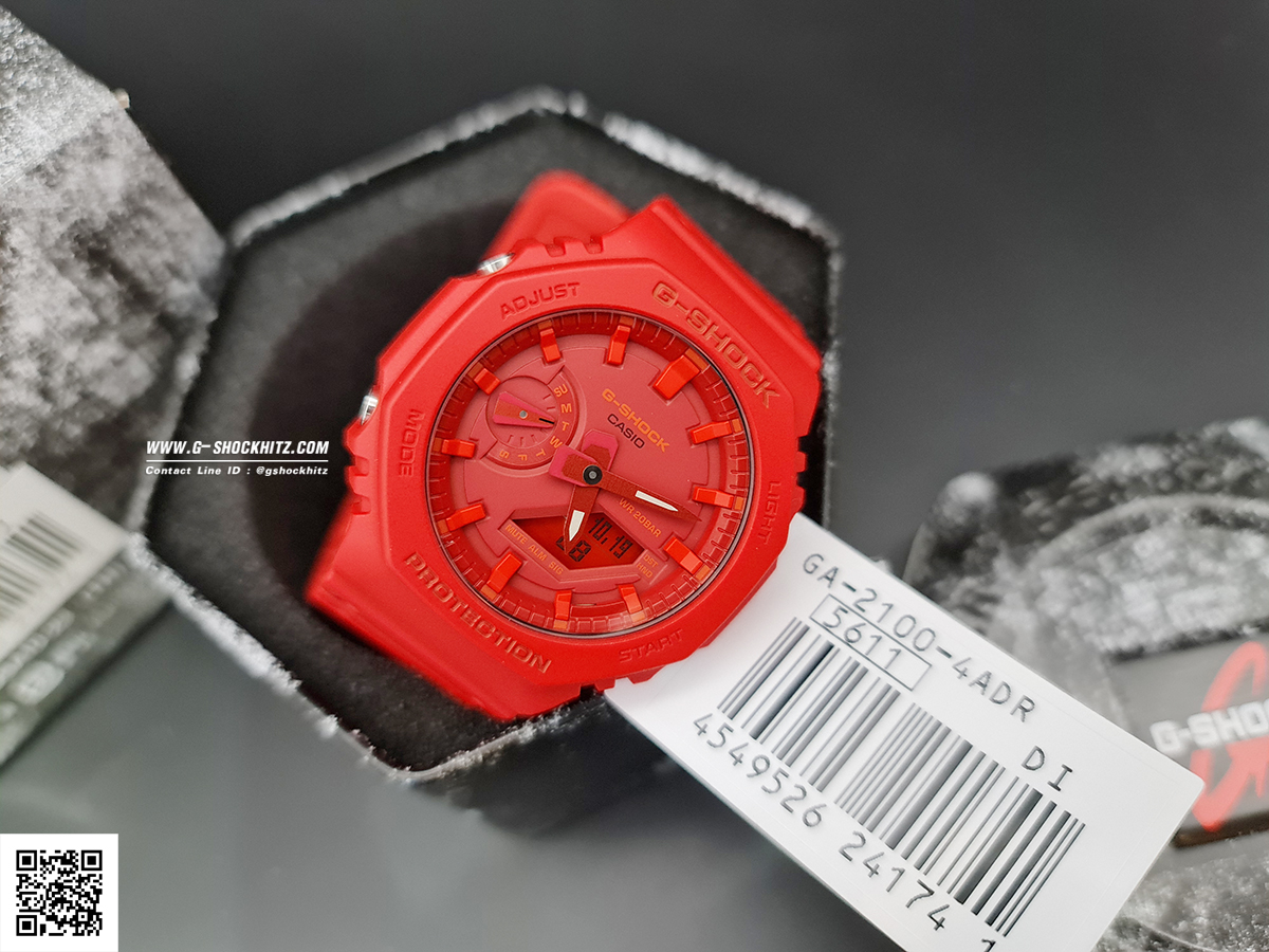 CASIO MID YEAR SALE G-SHOCK นาฬิกาข้อมือ นาฬิกากันน้ำ นาฬิกาของแท้ ประกันศูนย์ CMG 1 ปี รุ่น GA-2100-4A นาฬิกาสีแดง