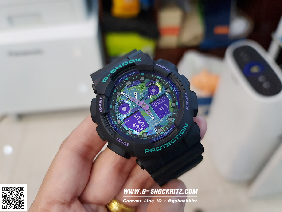 CASIO MID YEAR SALE G-SHOCK พร้อมส่ง นาฬิกาข้อมือ นาฬิกากันน้ำ นาฬิกาของแท้ ประกันศูนย์ CMG 1 ปี รุ่น GA-100BL-1A นาฬิกาสีดำ