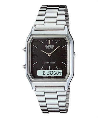 CASIO นาฬิกาคาสิโอ นาฬิกาข้อมือ นาฬิกากันน้ำ นาฬิกาของแท้ ประกันศูนย์ CMG 1 ปี รุ่น AQ-230A-1A นาฬิกาสีเงิน