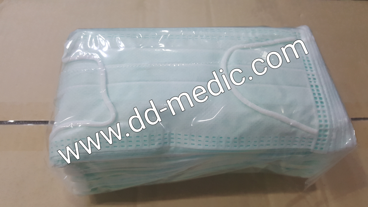 หน้ากากอนามัย 3 ชั้น แบบคล้องหู ยี่ห้อ ECE ลังละ 20 กล่อง กล่องละ 50 ชิ้น สีเขียว (โรงงานเดียวกับ Dura)