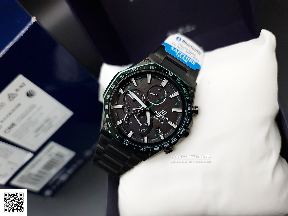 CASIO EDIFICE นาฬิกาข้อมือ นาฬิกากันน้ำ นาฬิกาของแท้ ประกันศูนย์ CMG 1 ปี รุ่น EQB-1100XDC-1A นาฬิกาสีดำ