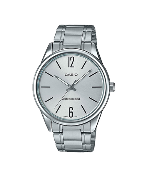 CASIO นาฬิกาคาสิโอ นาฬิกาข้อมือ นาฬิกากันน้ำ นาฬิกาของแท้ ประกันศูนย์ CMG 1 ปี รุ่น MTP-V005D-7B นาฬิกาสีเงิน