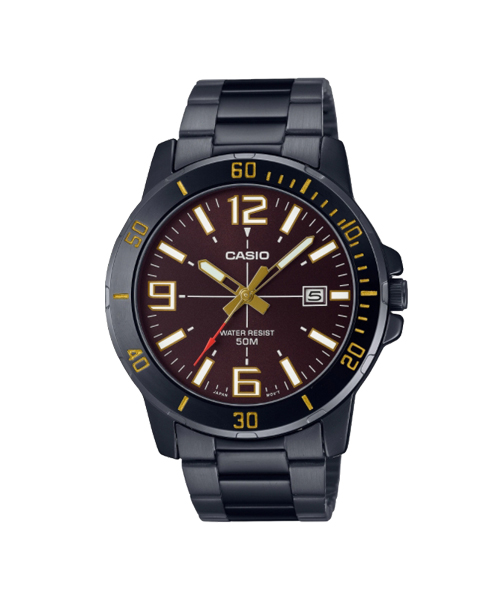 CASIO นาฬิกาคาสิโอ นาฬิกาข้อมือ นาฬิกากันน้ำ นาฬิกาของแท้ ประกันศูนย์ CMG 1 ปี รุ่น MTP-VD01B-5B นาฬิกาสีดำ