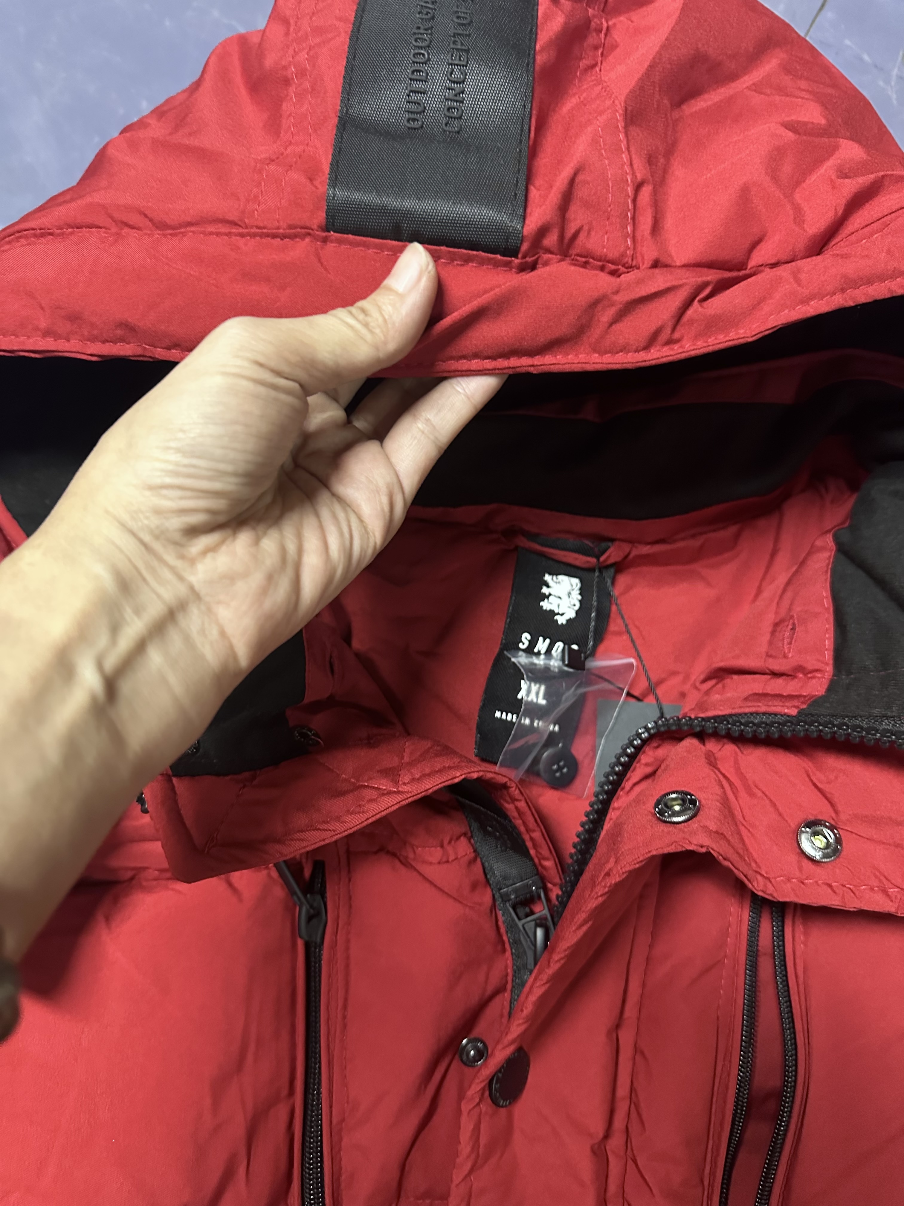 เสื้อกันหนาว เสื้อฮู้ดเฟอร์ บุนวมอุ่น สีขาว แบรนด์ SMOG (padded puffer coat ขาว
