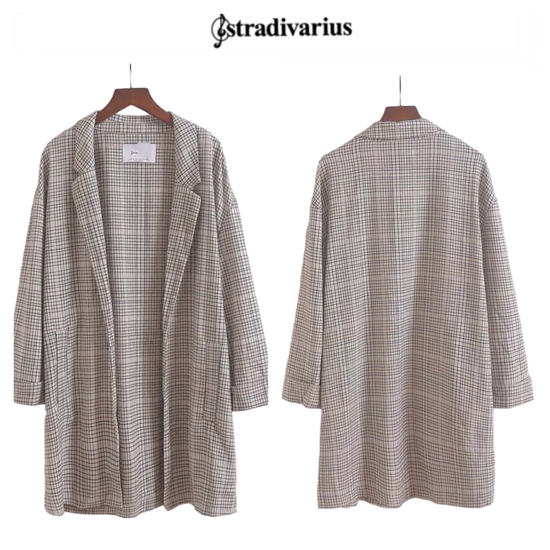 เสื้อโค้ท เบลเซอร์ โค้ทลายตาราง checked แบรนด์ STRADIVARIUS